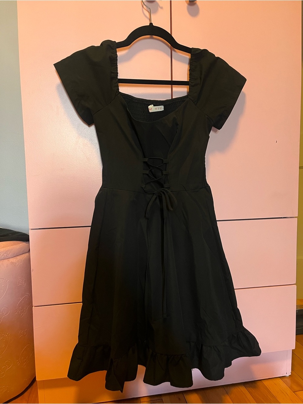Black Lace-Up Dress - Women's